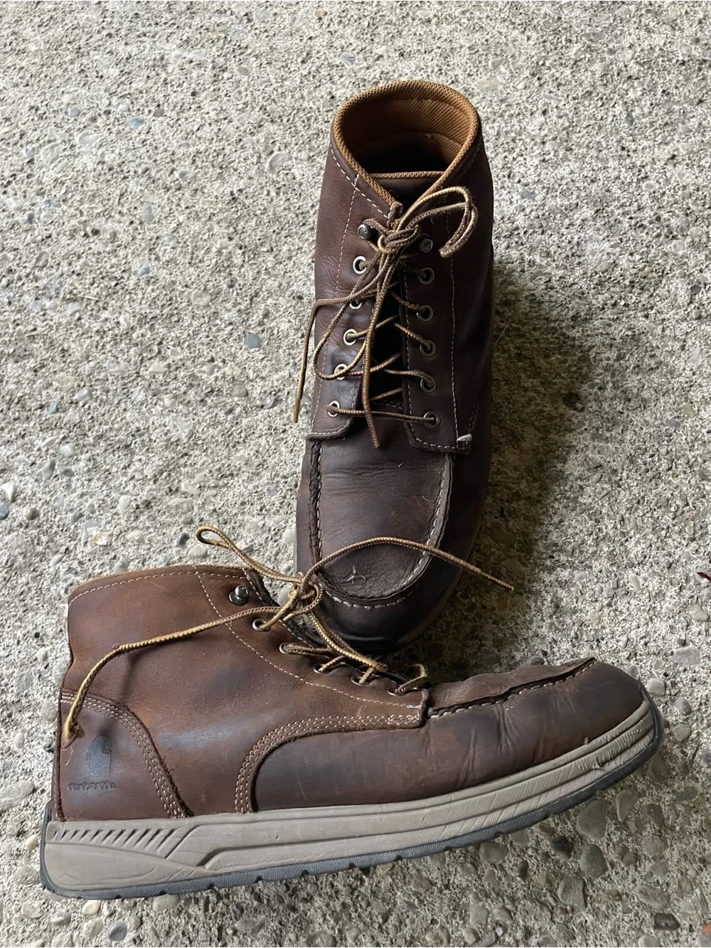 CARHARTT Men's Size 11.5 M CMX4023 Lightweight Casual Wedge Brown Work Boots
